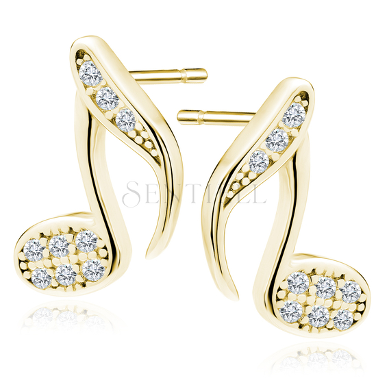 Silver 925 Note Earrings With Zirconia Gold Plated 24k Yellow Gold E Coat Silver Jewellery Jewellery For Children Earrings Miscellaneous Silver Jewellery Silver Earrings Zirconia Jewelry Jewelry Online Shop Worldwide Shipment
