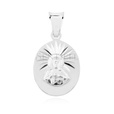 Srebrny pr. 925 rodowany medalik dwustronny Matka Boska Szkaplerzna i Jezus diamentowany 22 x 11 mm