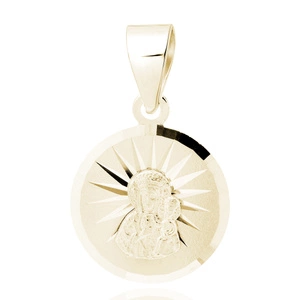 Srebrny pr. 925 pozłacany medalik Matka Boska Częstochowska 14 mm