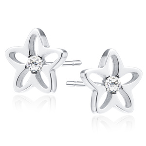 Srebrne kolczyki pr 925 z białą cyrkonią - kwiatki