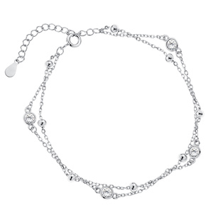 Srebrna bransoletka pr. 925 z kulkami i białymi cyrkoniami