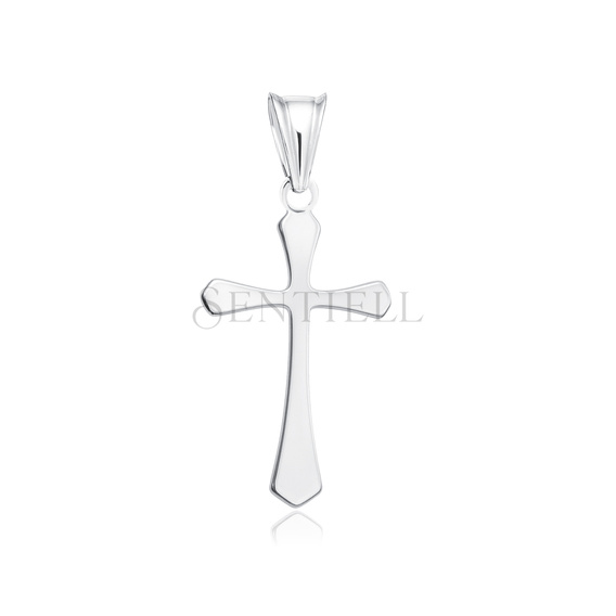 Srebrny pr. 925 krzyżyk rodowany o zwężanych ramionach 28 x 13 mm