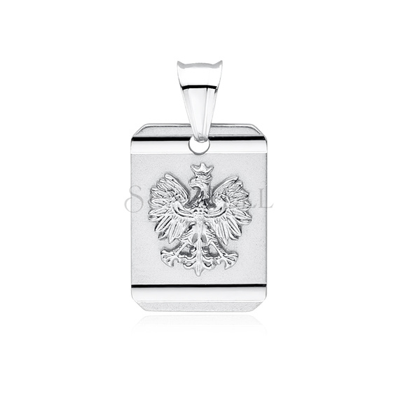 Srebrny pr. 925 diamentowany medalik Orzeł w koronie (polski znak narodowy) 26 x 14 mm