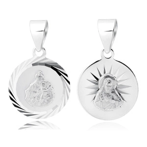 Srebrny pr. 925 medalik Matka Boska Szkaplerzna / Jezus 13 mm