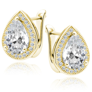 Srebrne pr.925 pozłacane kolczyki cyrkonia biała