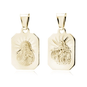 Srebrny pr. 925 pozłacany medalik Jezus / Matka Boska Szkaplerzna 11 x 22 mm