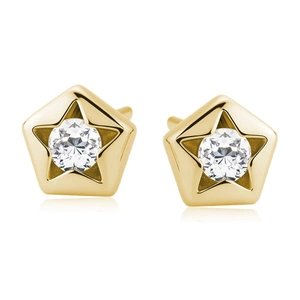 Srebrne pr.925 pozłacane kolczyki gwiazdki z cyrkonią