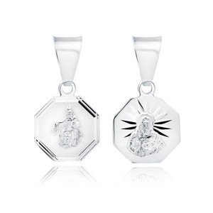 Srebrny pr. 925 rodowany medalik Matka Boska Szkaplerzna / Jezus 21 x 10 mm