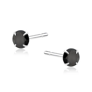 Srebrne kolczyki pr.925 Czarna cyrkonia okrągła średnica 4mm