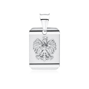 Srebrny pr. 925 diamentowany medalik Orzeł w koronie (polski znak narodowy) 26 x 14 mm