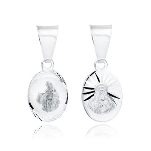 Srebrny pr. 925 rodowany medalik Matka Boska Szkaplerzna / Jezus 19 x 9 mm