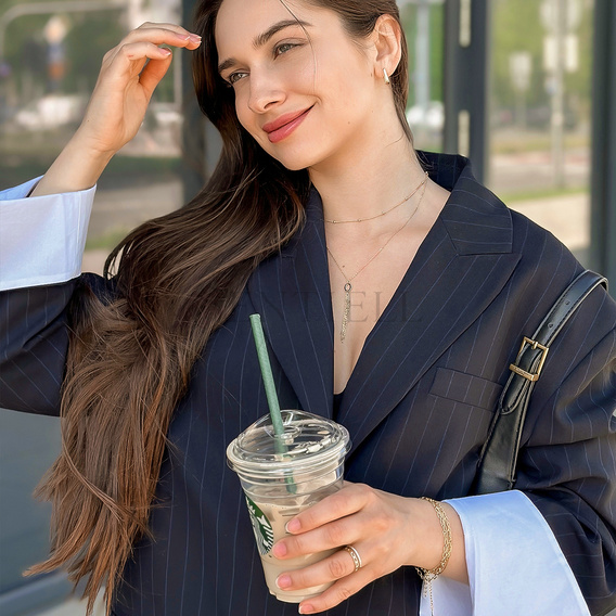 Srebrny pozłacany naszyjnik pr.925 - owal z łańcuszkami