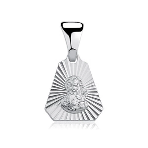 Srebrny pr. 925 medalik Matka Boska Częstochowska diamentowany 19 × 10 mm