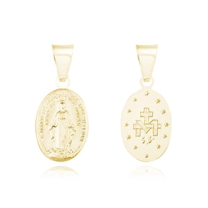 Srebrny pr. 925 pozłacany medalik Matka Boska Cudowna 9 x 21 mm