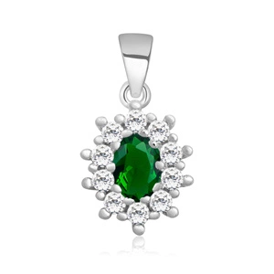 Srebrna zawieszka pr.925 ze szmaragdową cyrkonią - karmazycja
