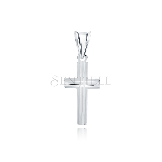 Srebrny pr. 925 krzyżyk diamentowany rodowany 26 x 10 mm