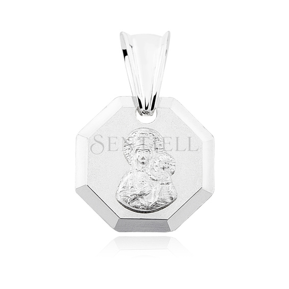 Srebrny pr. 925 medalik Matka Boska Częstochowska diamentowany 16 x 10 mm