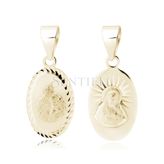 Srebrny pr. 925 pozłacany medalik Matka Boska Szkaplerzna / Jezus 10 x 22 mm