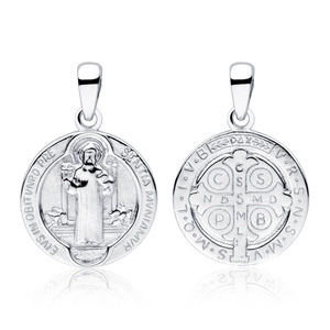 Srebrny pr. 925 rodowany medalik Święty Benedykt 30 x 21 mm