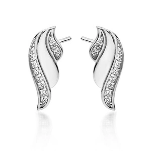 Srebrne kolczyki pr. 925 skrzydła z białymi cyrkoniami