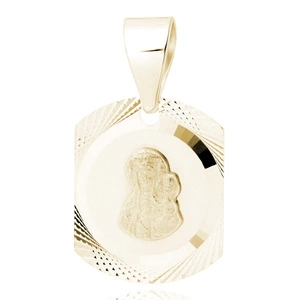 Srebrny pr. 925 pozłacany diamentowany medalik Matka Boska Częstochowska 12 x 20 mm