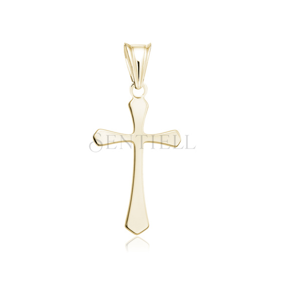 Srebrny pr. 925 pozłacany krzyżyk o zwężanych ramionach 28 x 13 mm