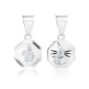 Srebrny medalik Jezus / Matka Boska Szkaplerzna