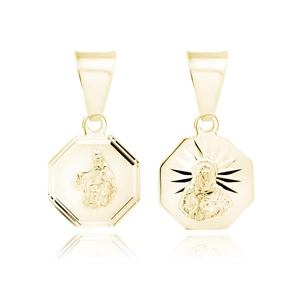 Srebrny pr. 925 pozłacany medalik Matka Boska Szkaplerzna / Jezus 21 x 10 mm