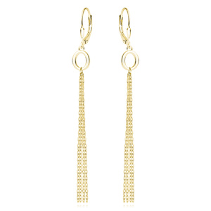 Srebrne pozłacane kolczyki pr.925 - owal z łańcuszkami