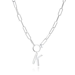 Srebrny naszyjnik pr.925 literka K na łańcuszku z kółkiem