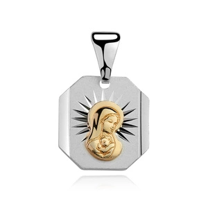Srebrny medalik Matka Boska Madonna - pozłacany