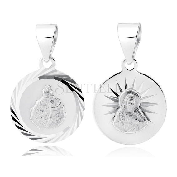 Srebrny pr. 925 medalik Matka Boska Szkaplerzna / Jezus 13 mm