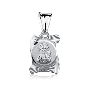 Srebrny pr. 925 medalik „Zwój” Matka Boska Częstochowska diamentowany 20 x 10 mm
