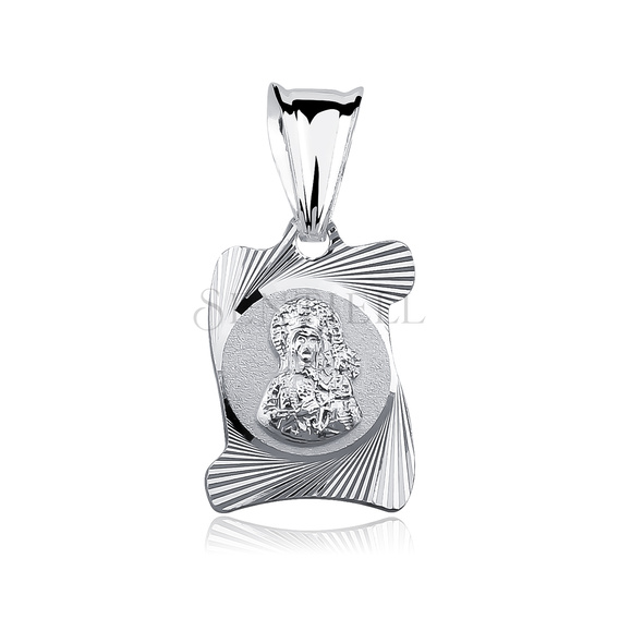Srebrny pr. 925 medalik „Zwój” Matka Boska Częstochowska diamentowany 20 x 10 mm