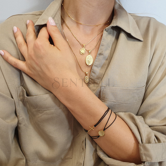 Srebrny pr. 925 pozłacany medalik Matka Boska Częstochowska 22 x 10 mm