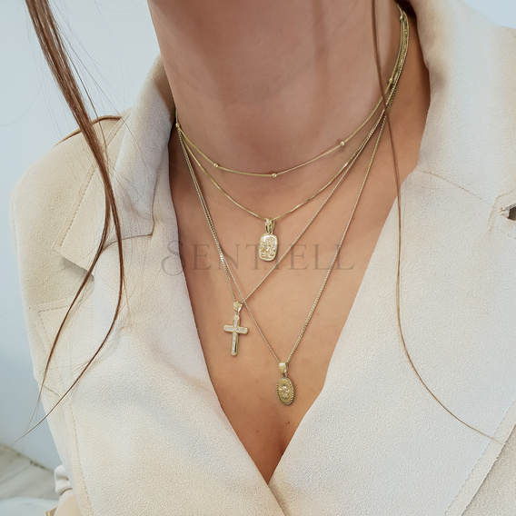 Srebrny pr. 925 pozłacany krzyżyk z cyrkoniami 28 x 14 mm