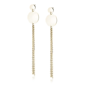 Srebrne (925) pozłacane kolczyki - kółka z łańcuszkami