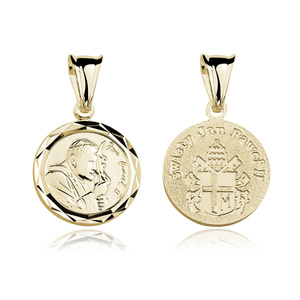 Srebrny pr. 925 pozłacany medalik Święty Jan Paweł II 22 x 13 mm