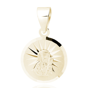 Srebrny pr. 925 pozłacany medalik Matka Boska Częstochowska 14 mm