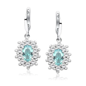 Srebrne kolczyki pr. 925 Cyrkonia akwamarynowa - karmazycja