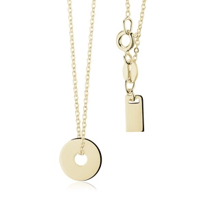 Srebrny naszyjnik pr.925 z zawieszką i blaszką przy zapięciu - kółko złocony