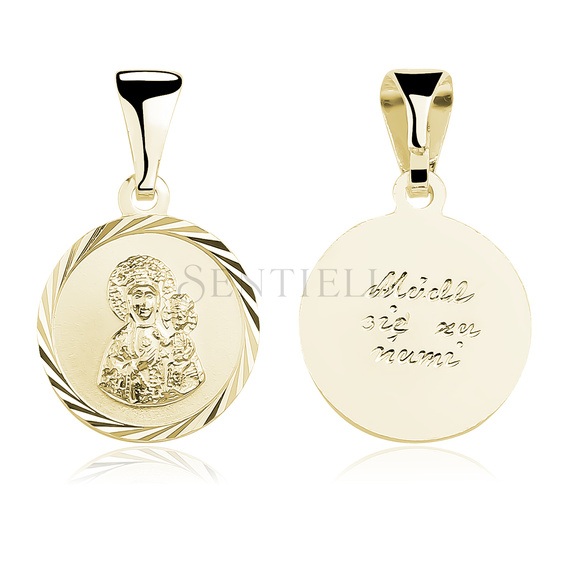 Srebrny pr. 925 pozłacany medalik Matka Boska Częstochowska 22 x 13 mm