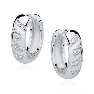 Srebrne kolczyki pr.925 kółka z wzorem i cyrkoniami