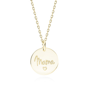 Srebrny pozłacany naszyjnik pr.925 z białym grawerem - mama