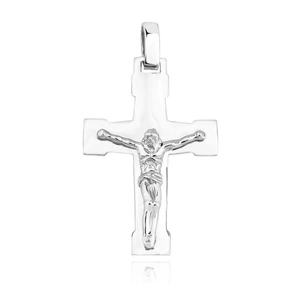 Srebrny pr. 925 krzyżyk z figurą 44 x 24 mm