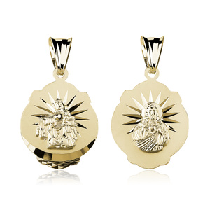 Srebrny pr. 925 pozłacany medalik dwustronny Jezus / Matka Boska Szkaplerzna 26 x 15 mm