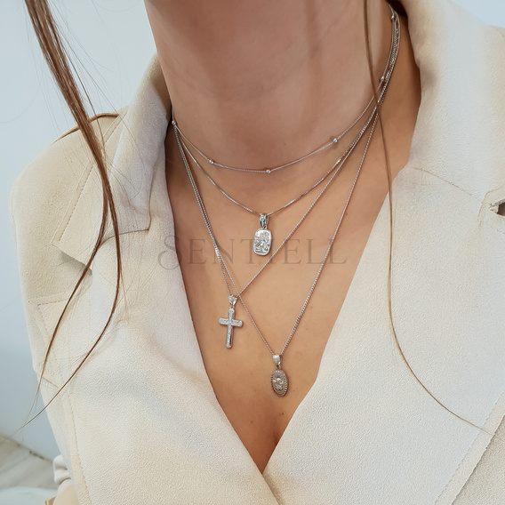 Srebrny pr. 925 krzyżyk z cyrkoniami 28 x 14 mm