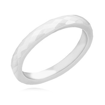 Bialy fasetowany pierścionek ceramiczny 3mm