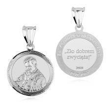 Srebrny medalik pr.925 - Błogosławiony ksiądz Jerzy Popiełuszko