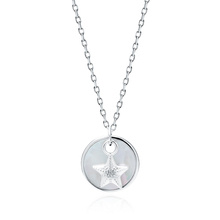 Srebrny naszyjnik pr.925 gwiazda w kole z masą perłową